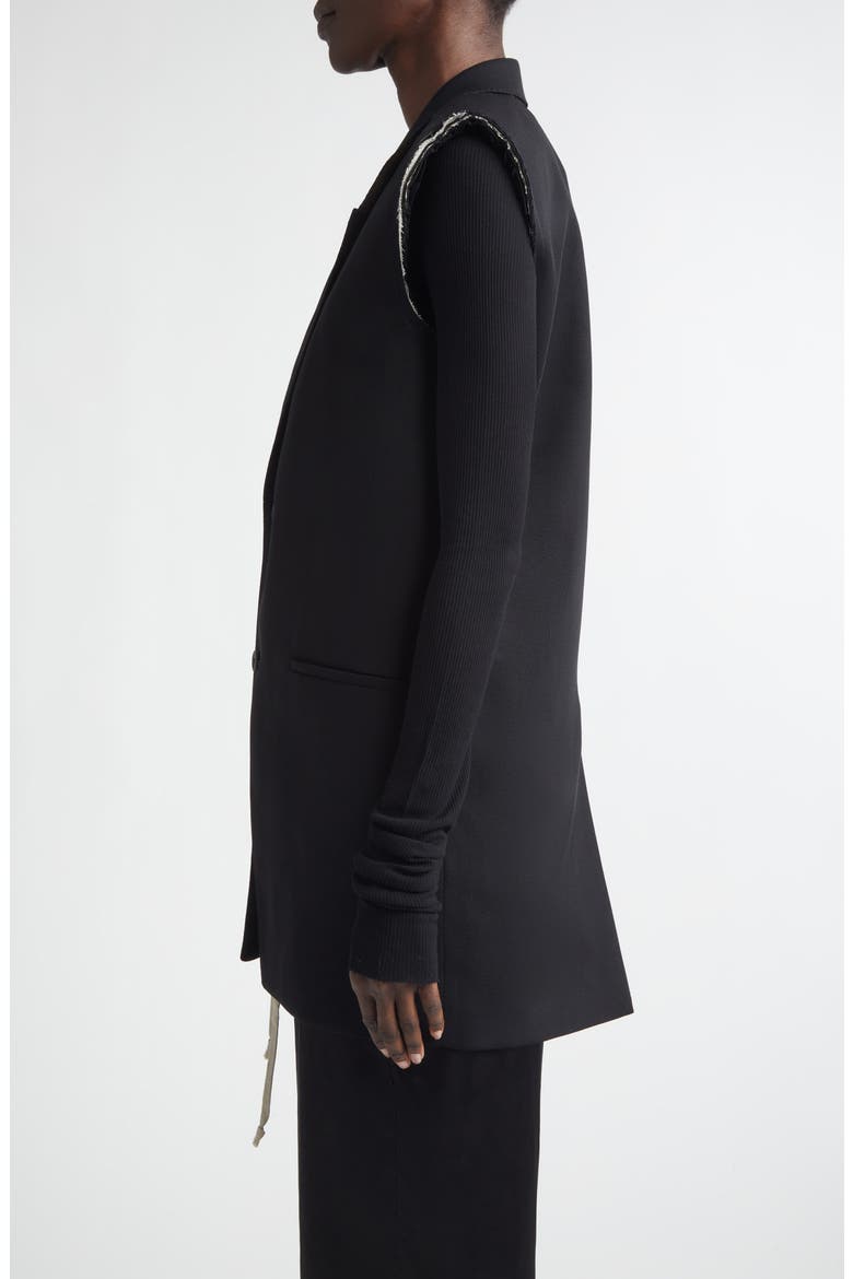 Raw Edge Wool Vest, Alternate, color, BLACK