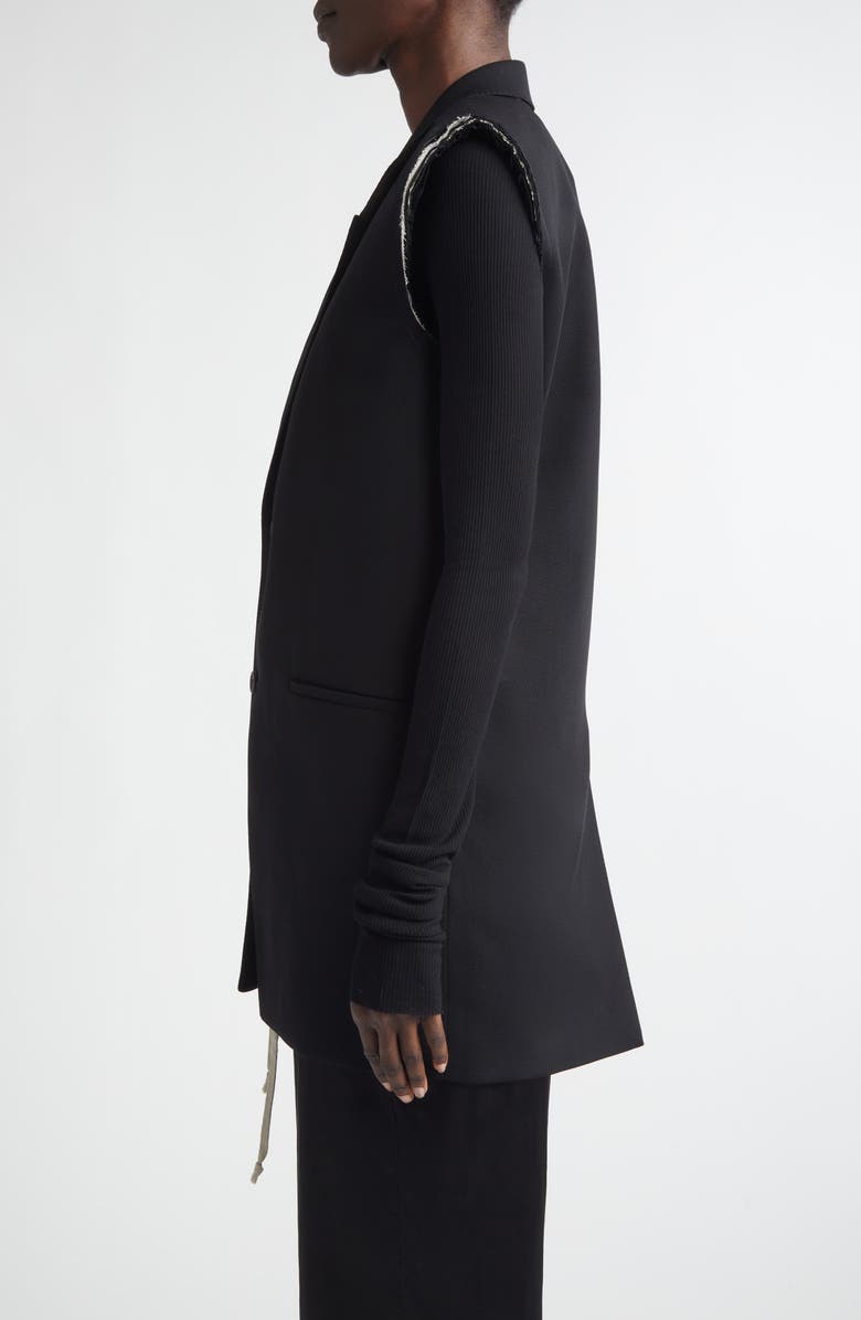 Rick Owens Raw Edge Wool Vest, Alternate, color, Black