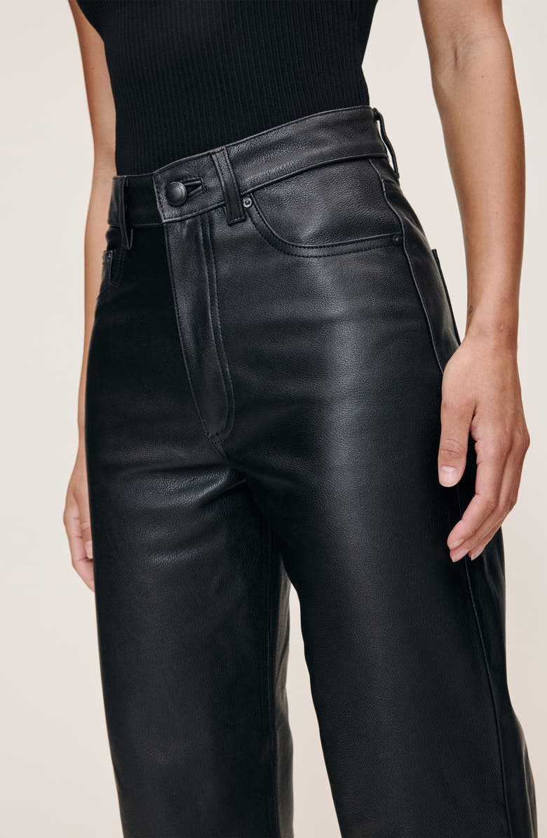 DL1961 Karmine High Waist Refined Wide Leg Leather Pants, Alternate, color, Obsidian