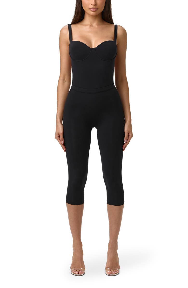 Naked Wardrobe Bustier Tank Bodysuit, Alternate, color, Black