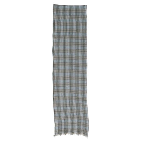 Woven Cotton Double Cloth Table Runner with Frayed Edges, Multicolor Plaid