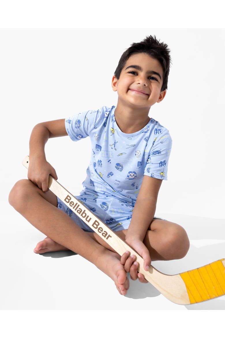 Hockey Kids 2-Piece Short Sleeve & Shorts Pajama Set, Alternate, color, Hockey