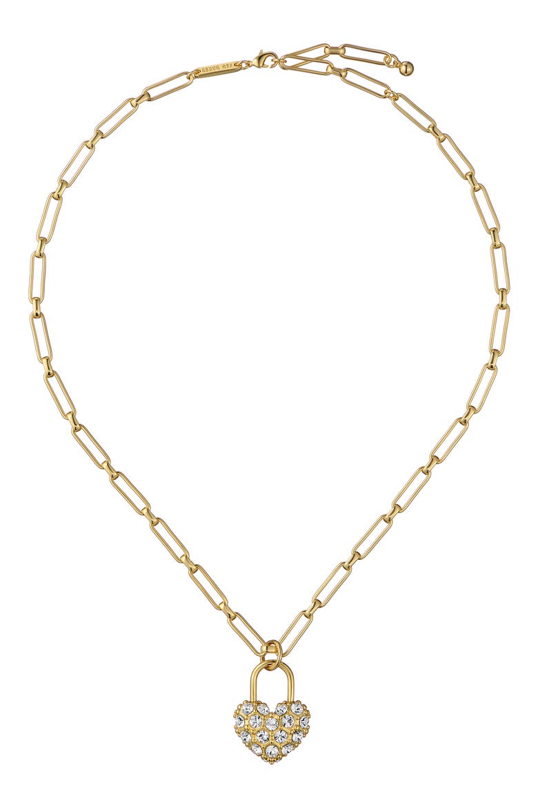 Paris Statement Pavé Crystal Padlock Pendant Necklace, Alternate, color, GOLD TONE/ CLEAR CRYSTAL