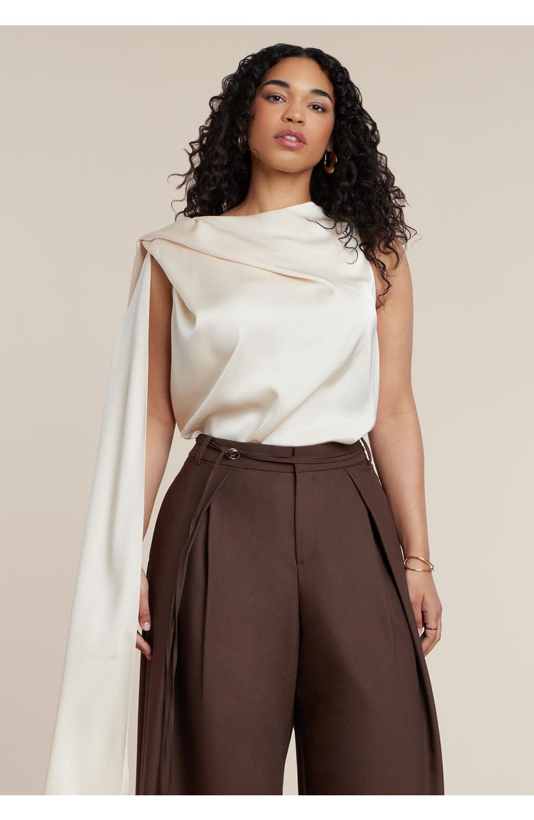 ELOQUII Wire Hem Plissé Strapless Top, Main, color, Optic White