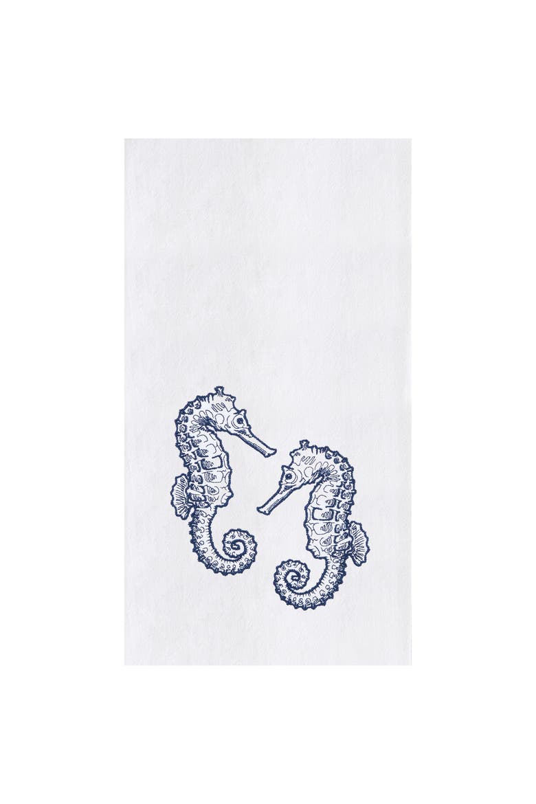 Blue Seahorses Kitchen and Bathroom Embroidered Hand Towel, Main, color, Blue