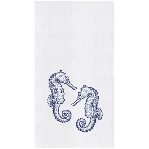 C & F Home C&f Home Blue Seahorses Kitchen And Bathroom Embroidered Hand Towel In White