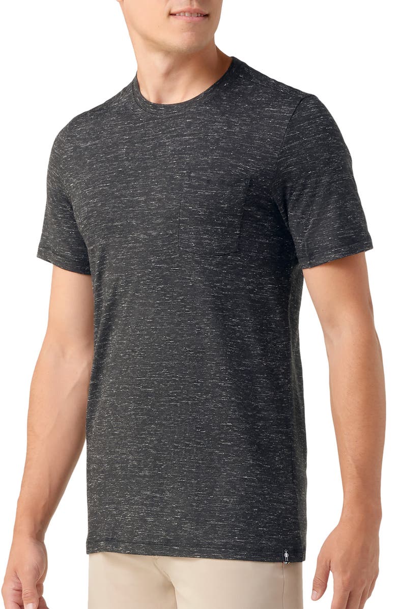 Smartwool Merino Wool Blend Pocket T-Shirt, Main, color, Black Heather