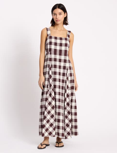 Gingham Apron Maxi Dress