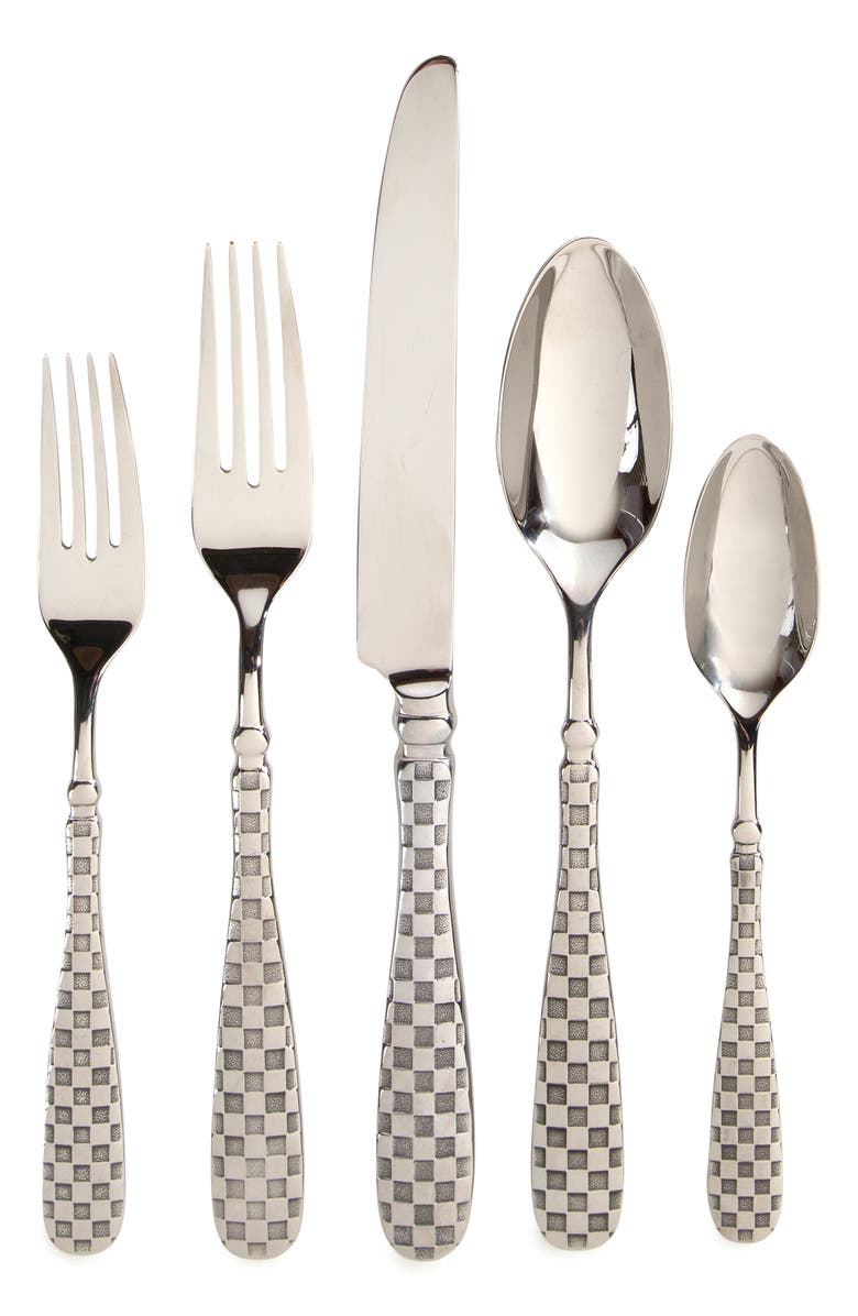 MACKENZIE CHILDS Check 5-Piece Flatware Set, Main, color, Silver