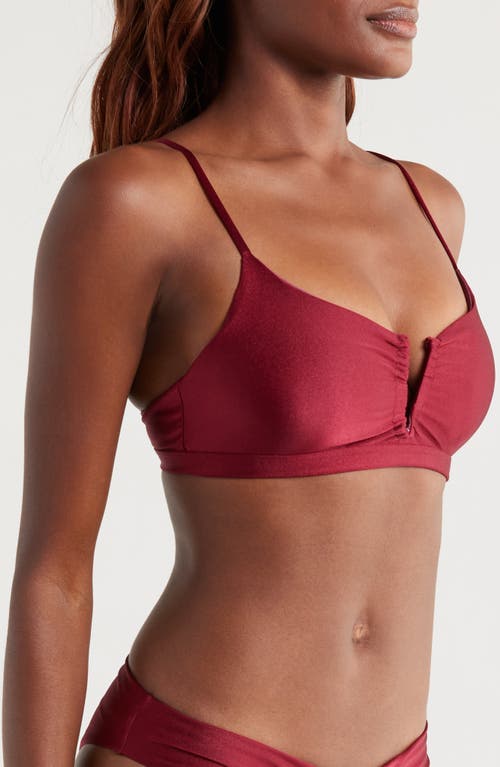 Shop Boamar Wish Metallic Bikini Top In Wine