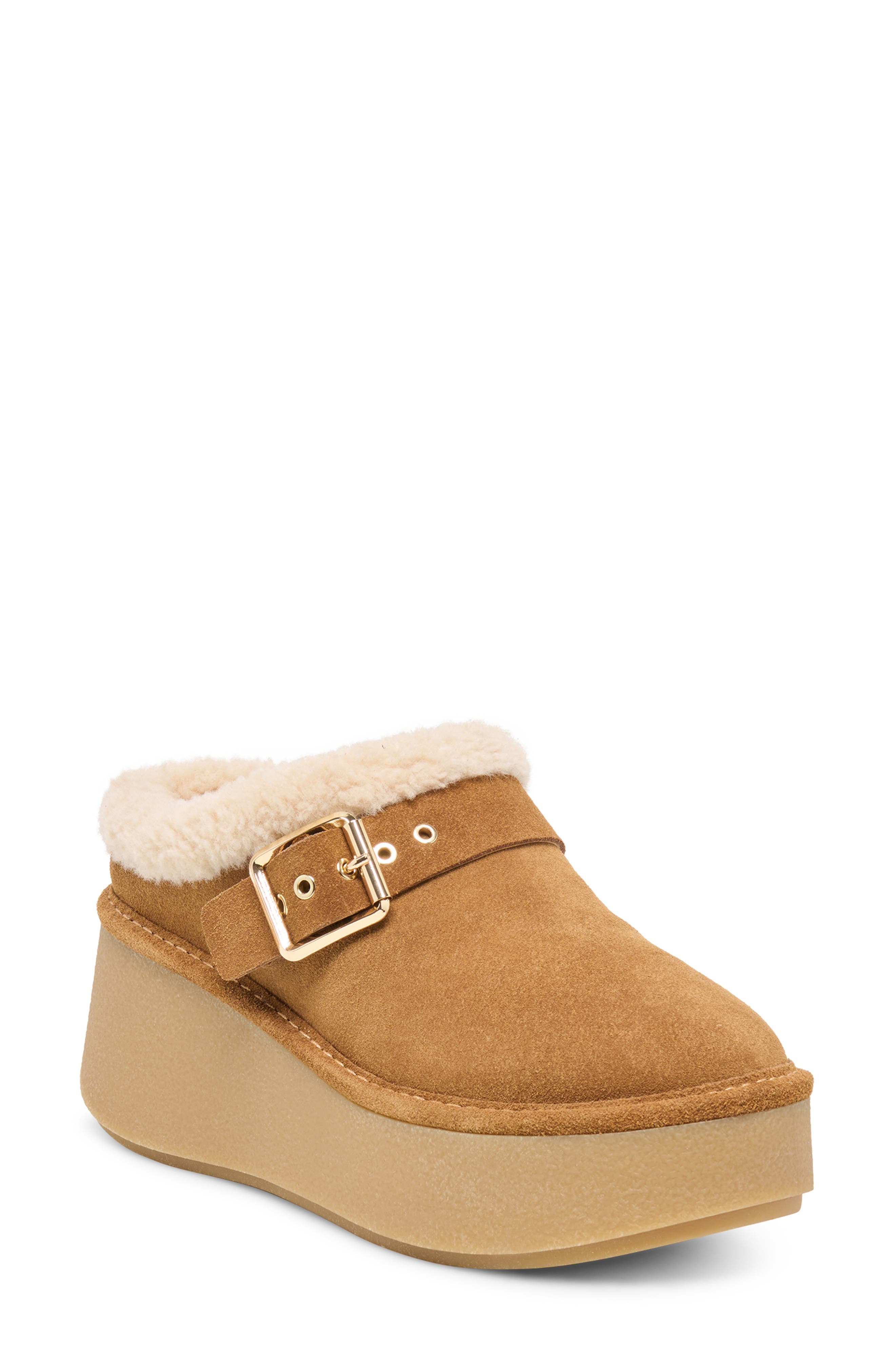 Oslo Plush Platform Mule, Main, color, LIGHT BROWN SUEDE