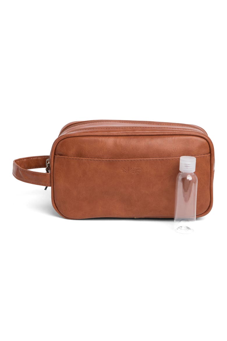 Double Zip Travel Dopp Kit, Main, color, TAN