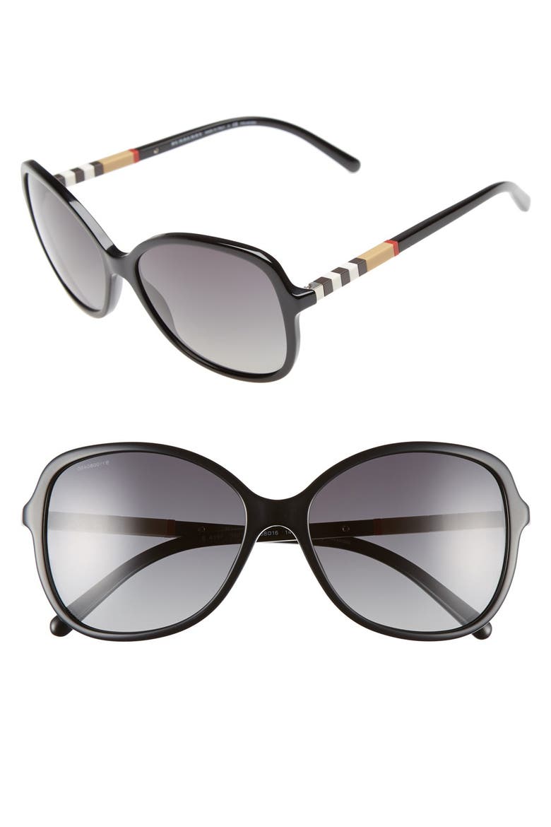 58mm Sunglasses., Main, color, BLACK/ GREY POLAR