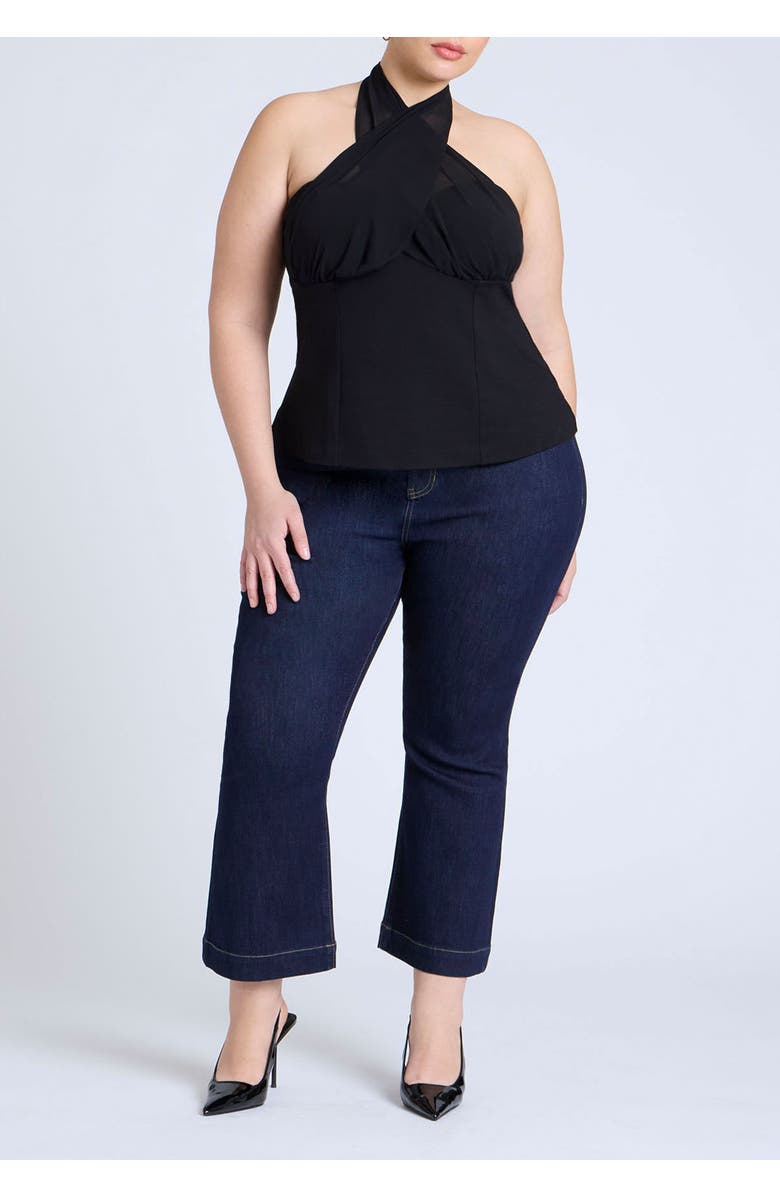 ELOQUII Chiffon Wrap Halter Top, Alternate, color, 