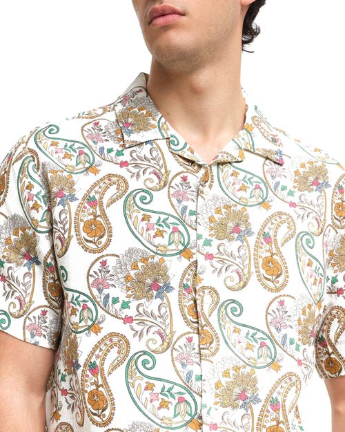Peninsula Swimwear Casablanca Linen Bowling Shirt In Multi