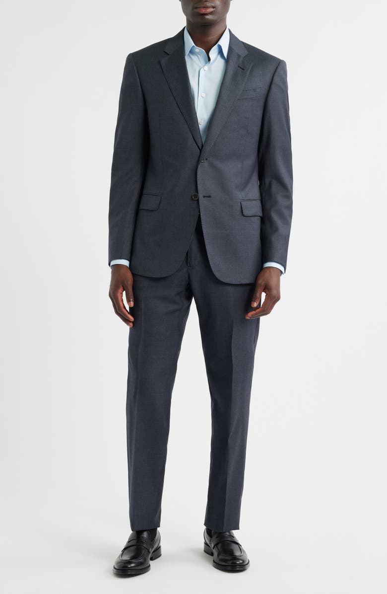 Emporio Armani G-Line Grey Microcheck Wool Suit, Main, color, Charcoal