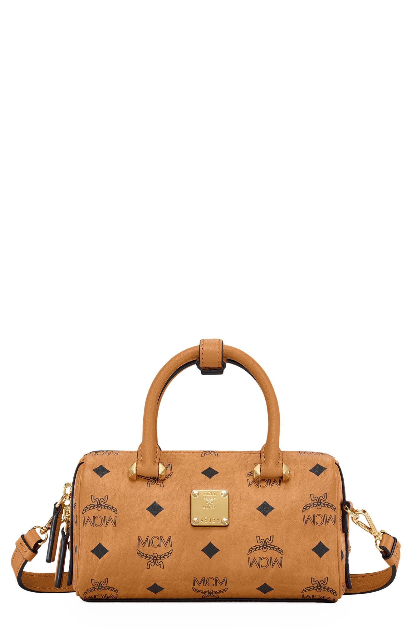 MCM Mini Ella Boston Top Handle Bag, Main, color, 