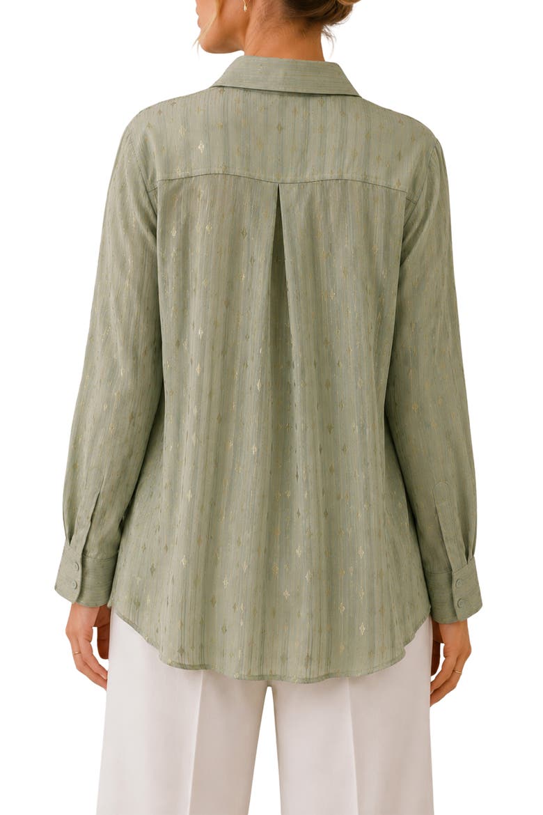 Eve Chiffon Collared Button Front Blouse, Alternate, color, SAGE