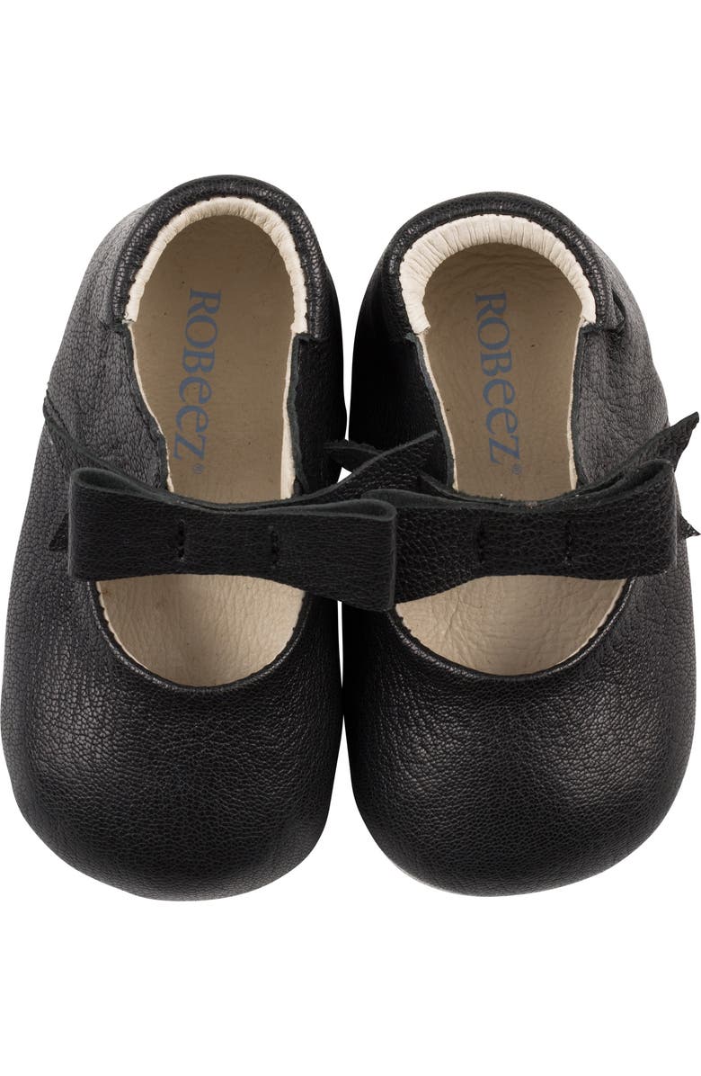 Robeez<sup>®</sup> Sofia Bow Mary Jane Crib Shoe, Alternate, color, Black