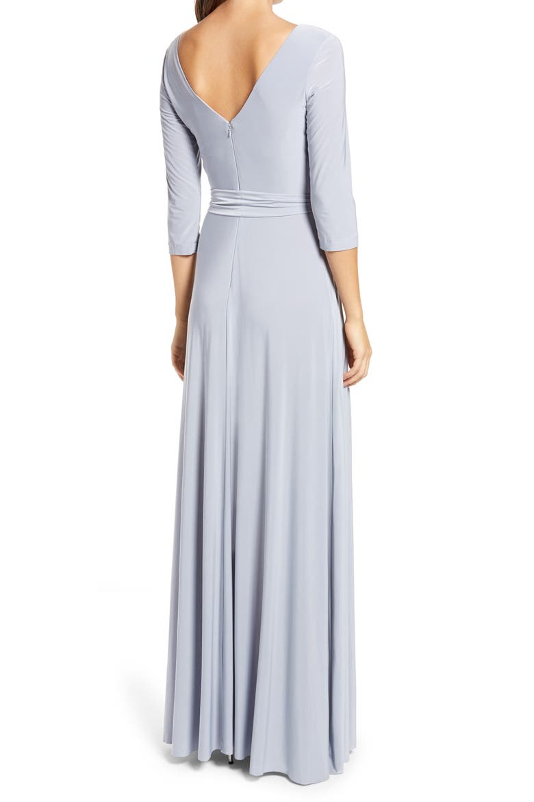 Jersey Tie Waist Gown, Alternate, color, PLATINUM