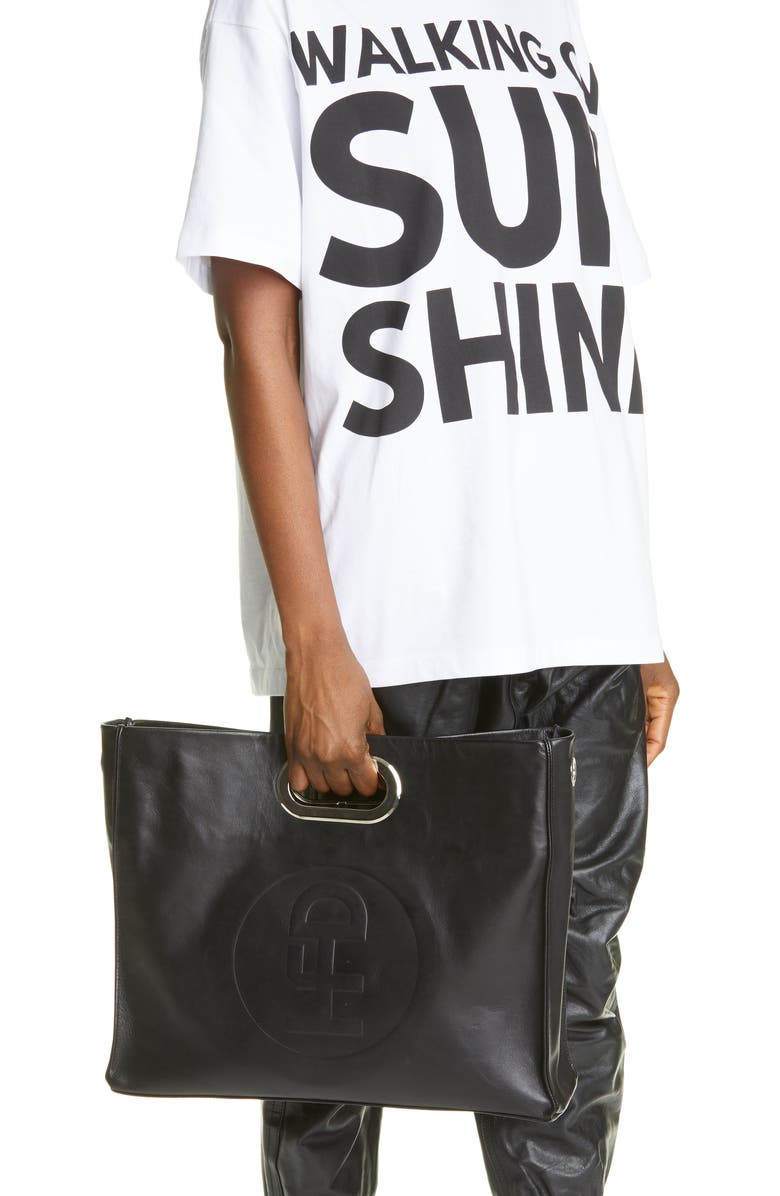 HFD Logo Embossed Leather Clutch Bag, Alternate, color,