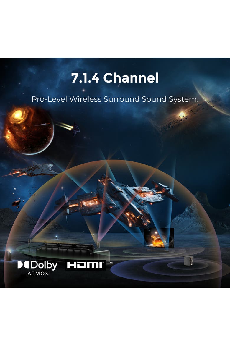 Skywave Series 7.1.4ch Wireless Surround Sound System, Alternate, color, Black