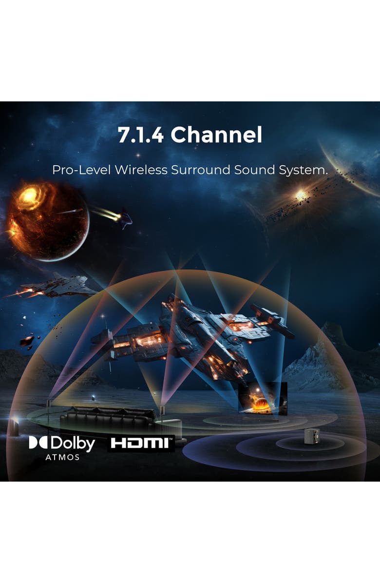 Ultimea Skywave Series 7.1.4ch Wireless Surround Sound System, Alternate, color, Black