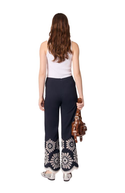 Maje Trousers With Crochet Detail In Navy