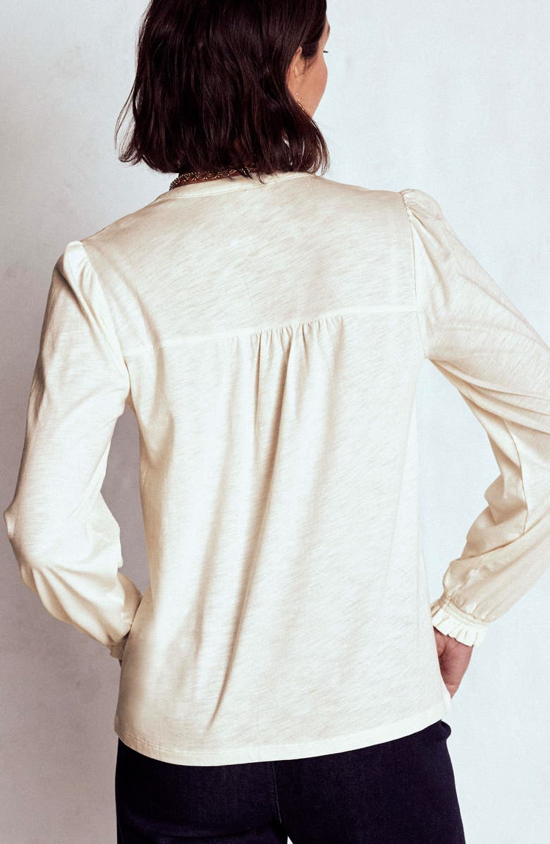 Boden Elsa Shirred Yoke Jersey Shirt, Alternate, color, Ivory