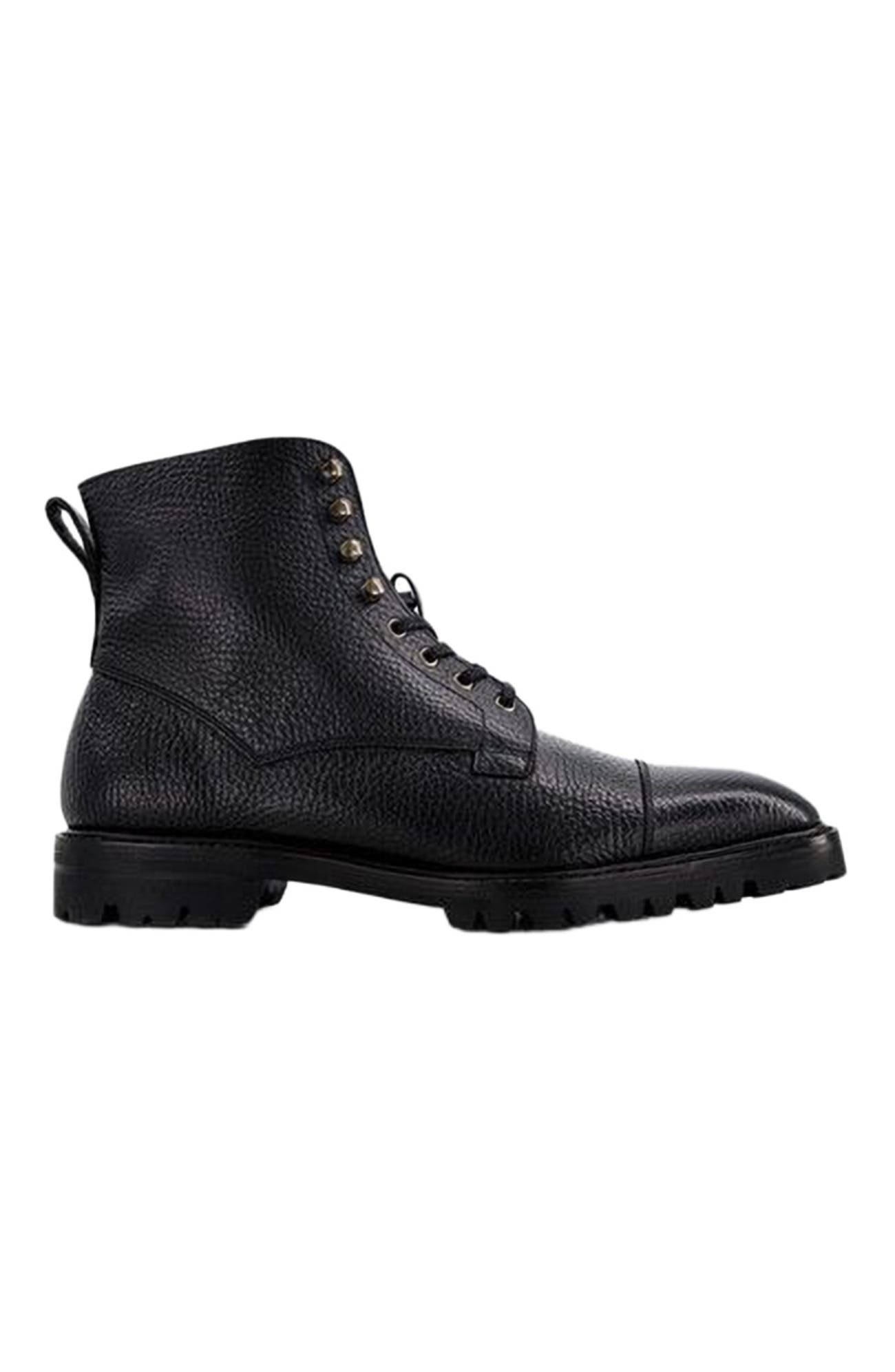 Anthony Veer Pembroke Cap-Toe Boot, Alternate, color, Obsidian Black Leather
