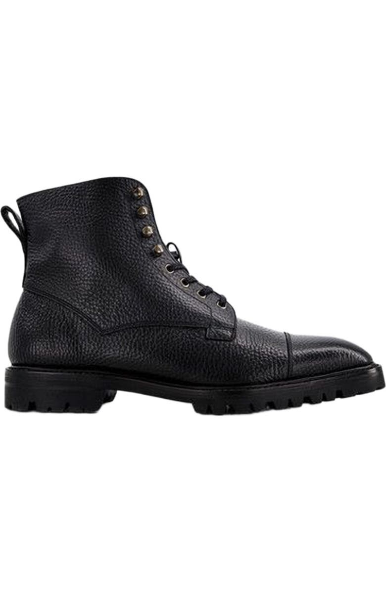 Anthony Veer Pembroke Cap-Toe Boot, Alternate, color, Obsidian Black Leather