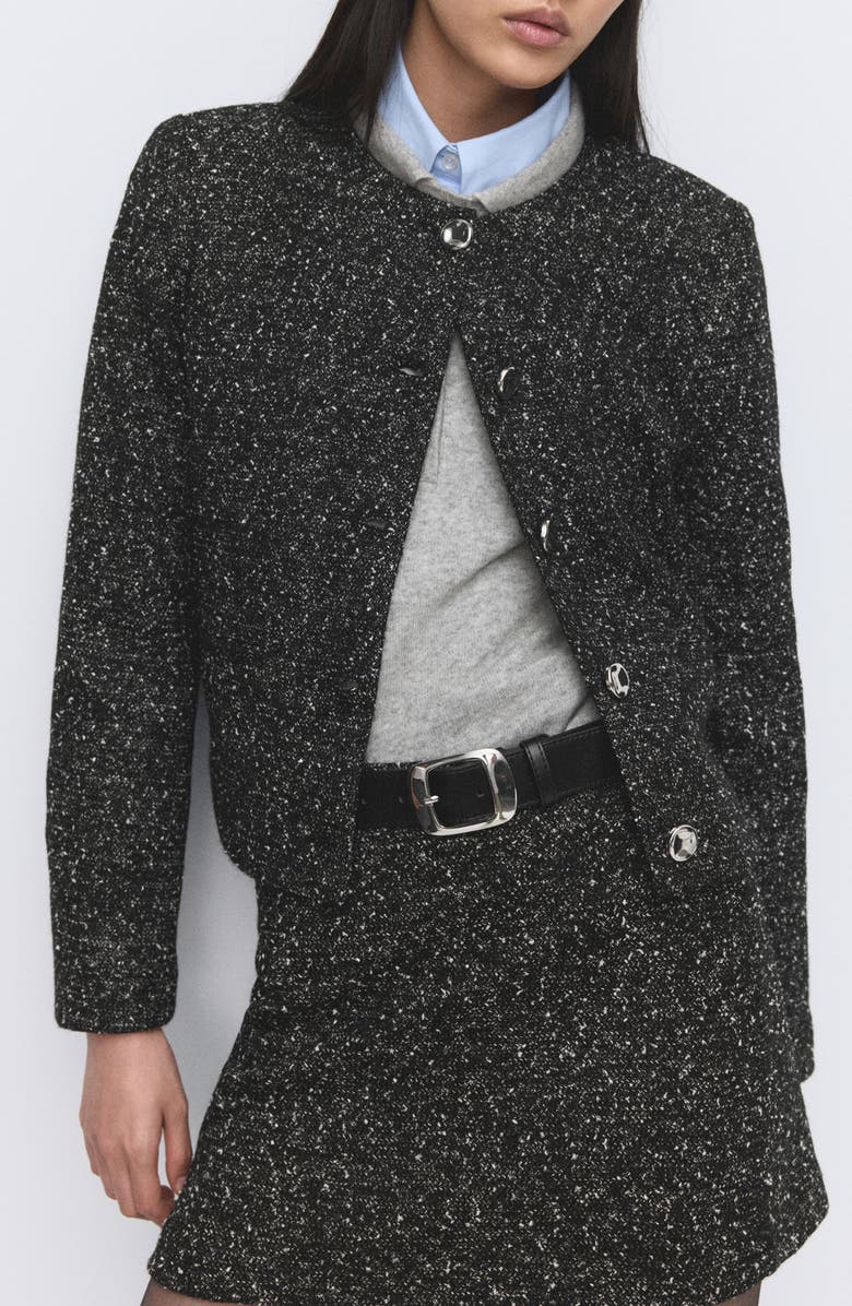 MANGO Fleck Jacket, Main, color, Black