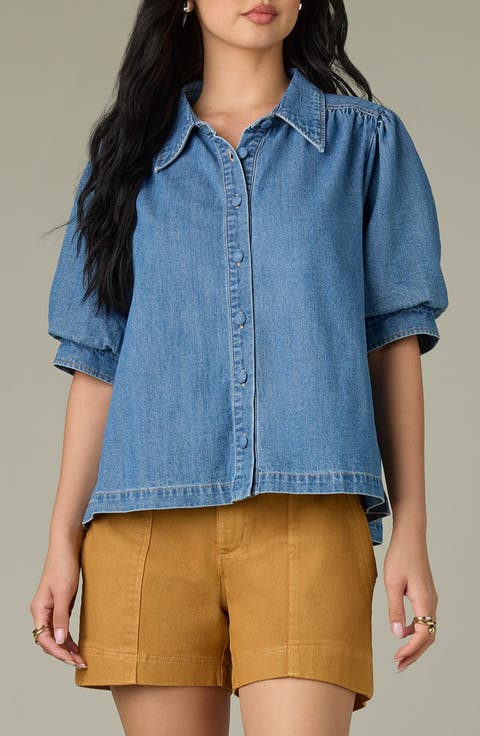 Puff Sleeve Denim Shirt
