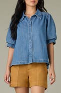 Wit & Wisdom Puff Sleeve Denim Shirt