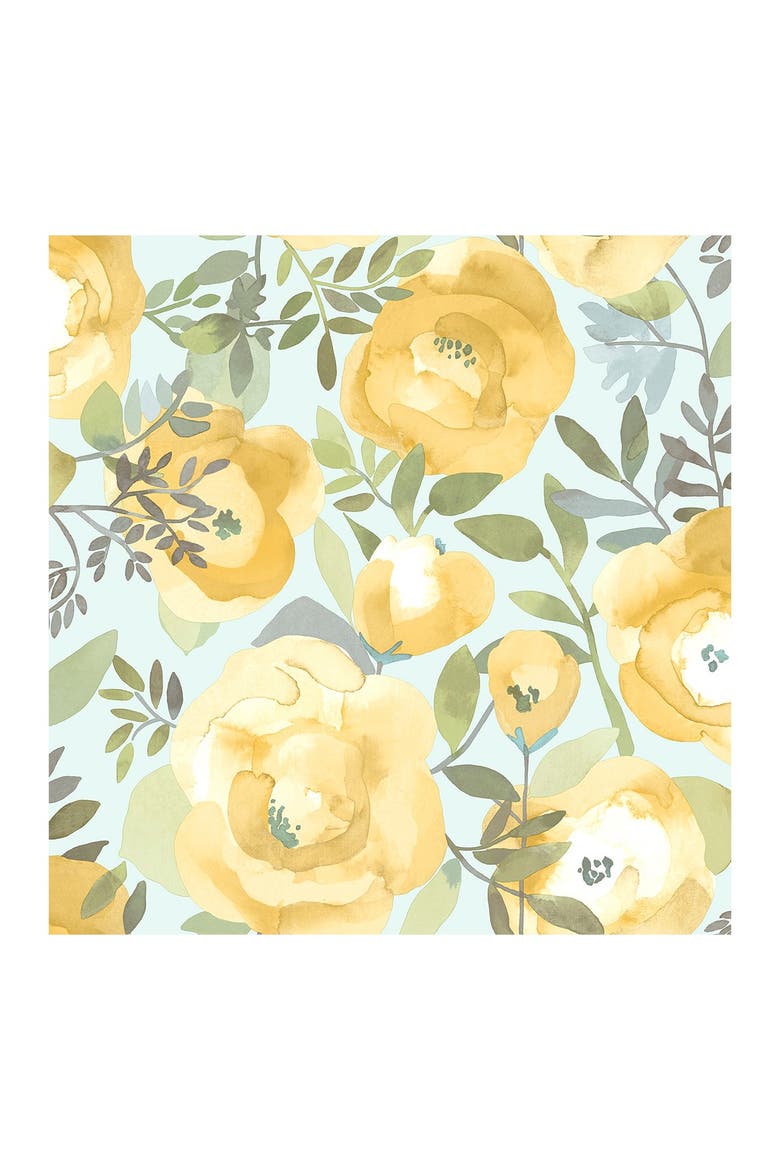 Peachy Keen Yellow Peel & Stick Wallpaper, Main, color, YELLOW