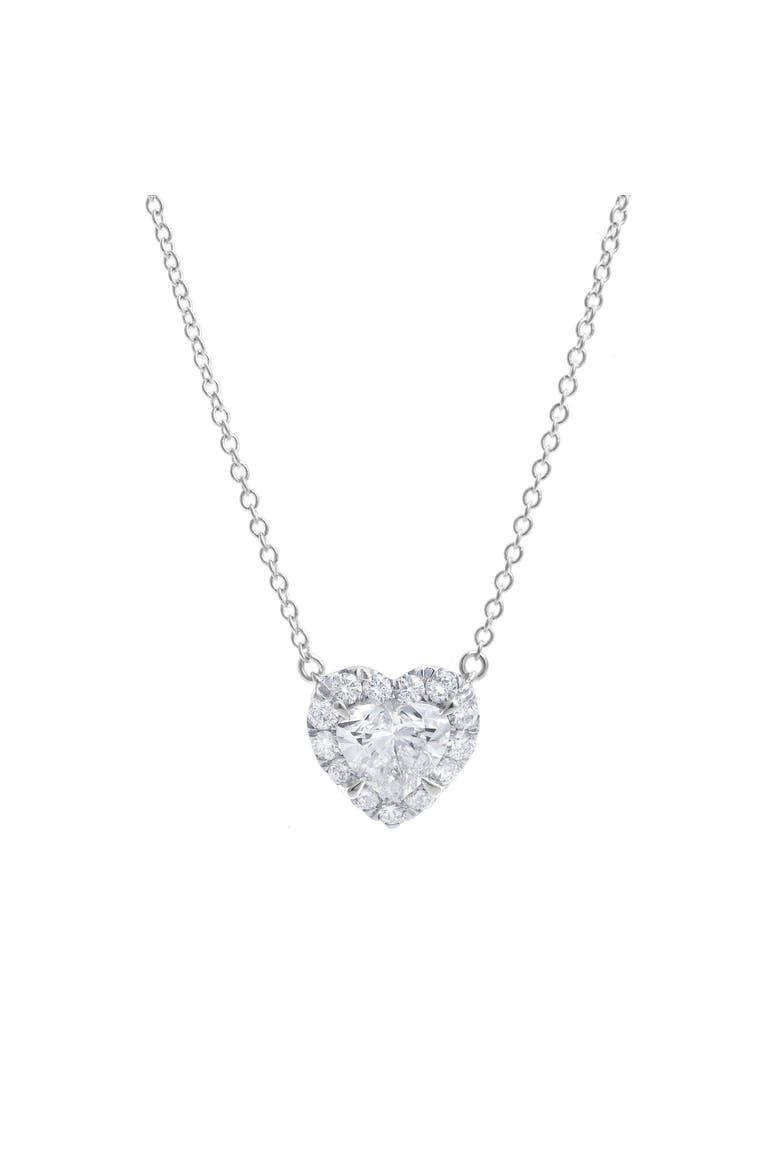 Rumi 14K Gold Lab Grown Diamond Heart Necklace - 1.25 ct, Main, color, 14K White Gold