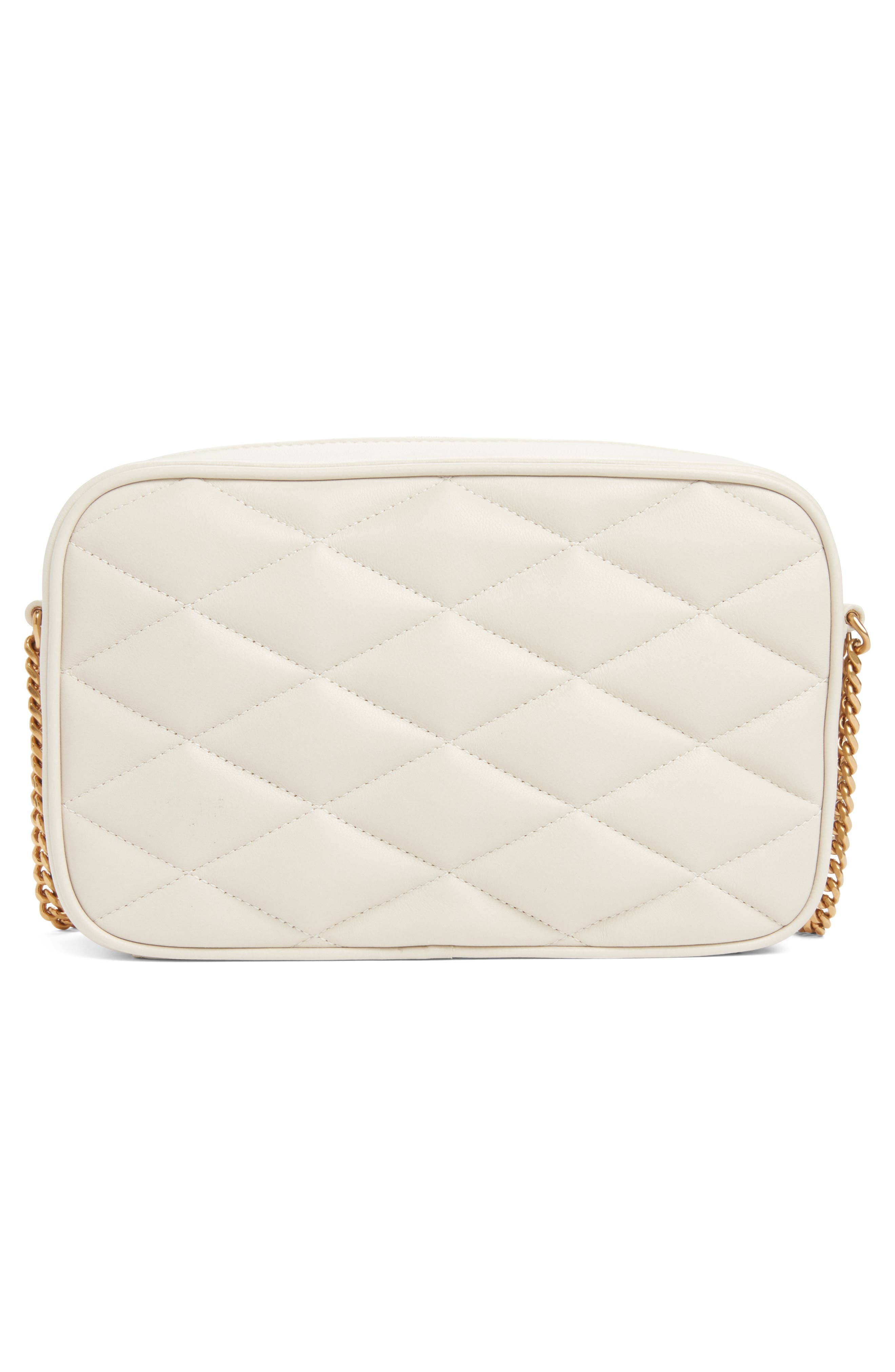 Saint Laurent Gaby Diamond Quilted Leather Camera Bag, Alternate, color, Blanc Vintage