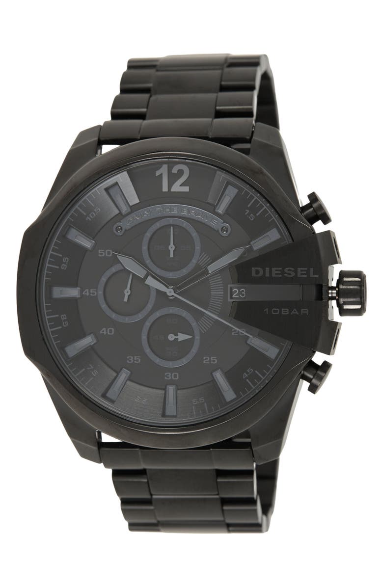 DIESEL<sup>®</sup> DIESEL Men's Mega Chief Black Stainless Steel Chronograph Watch, 51mm, Main, color, Black