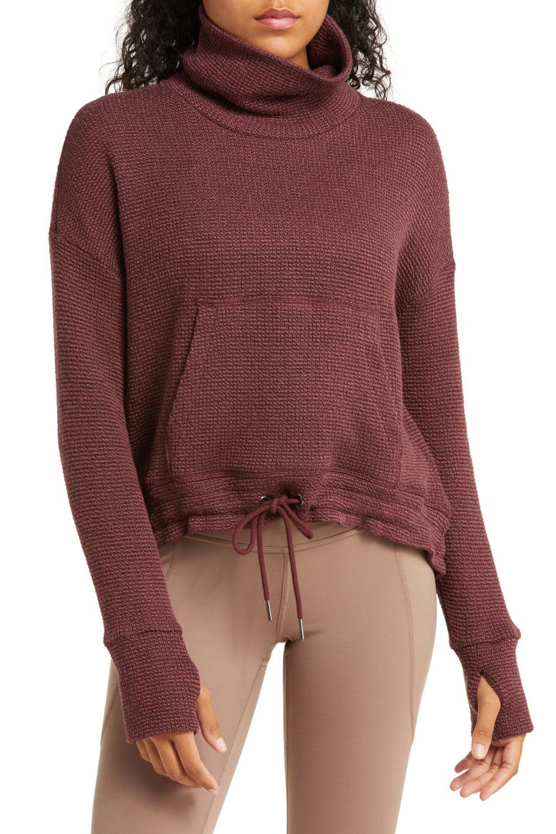 Bouclé Funnel Neck Sweatshirt, Main, color, UMBRA RED