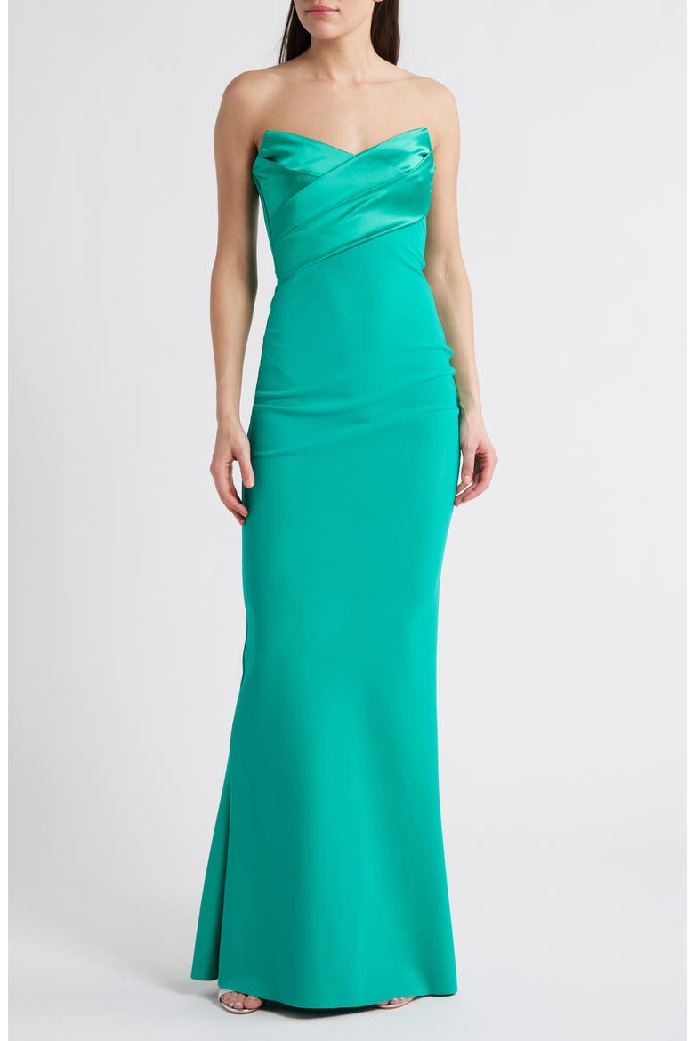Bairei Strapless Trumpet Gown, Main, color, EMERALDO