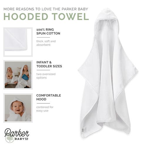 Parker Baby Co. Hooded Bath Towel In White