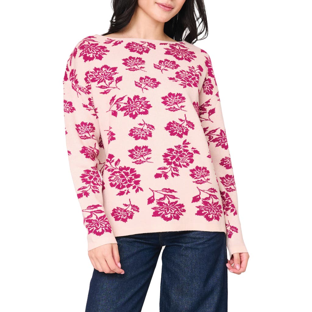 Gibsonlook Relaxed Fit Intarsia Sweater In Pink