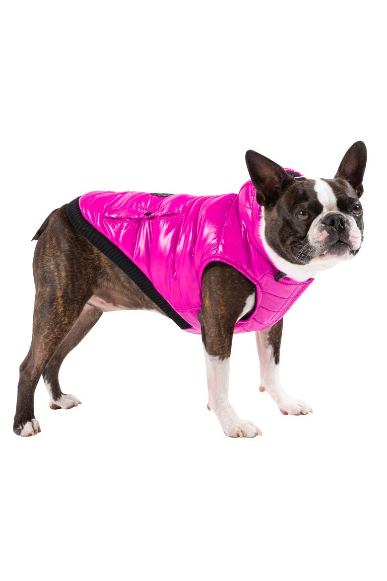 Shiny Puffer Vest, Alternate, color, PINK