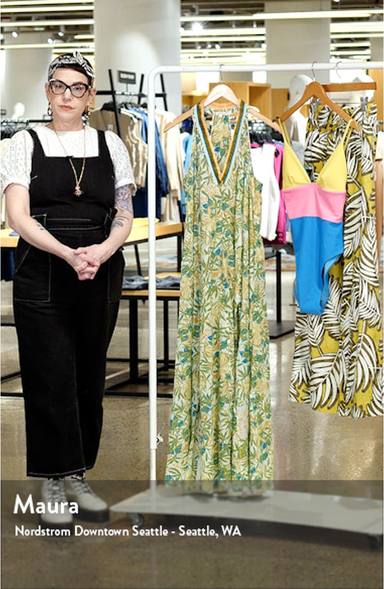 Nava Print Fringe Cover-Up Maxi Dress, sales video thumbnail