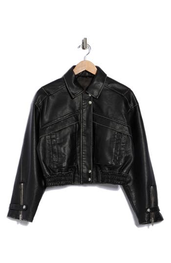 Blanknyc Faux Leather Bomber Jacket In Black
