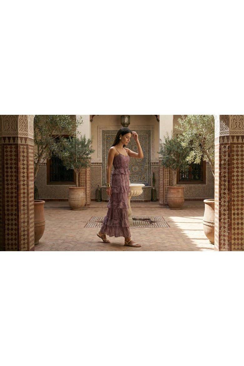 Tangiers Tiered Line Print Maxi Dress, Alternate, color, Ercu