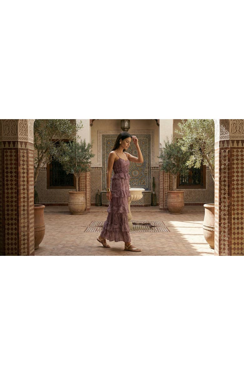 Raffya Tangiers Tiered Line Print Maxi Dress, Alternate, color, Ercu