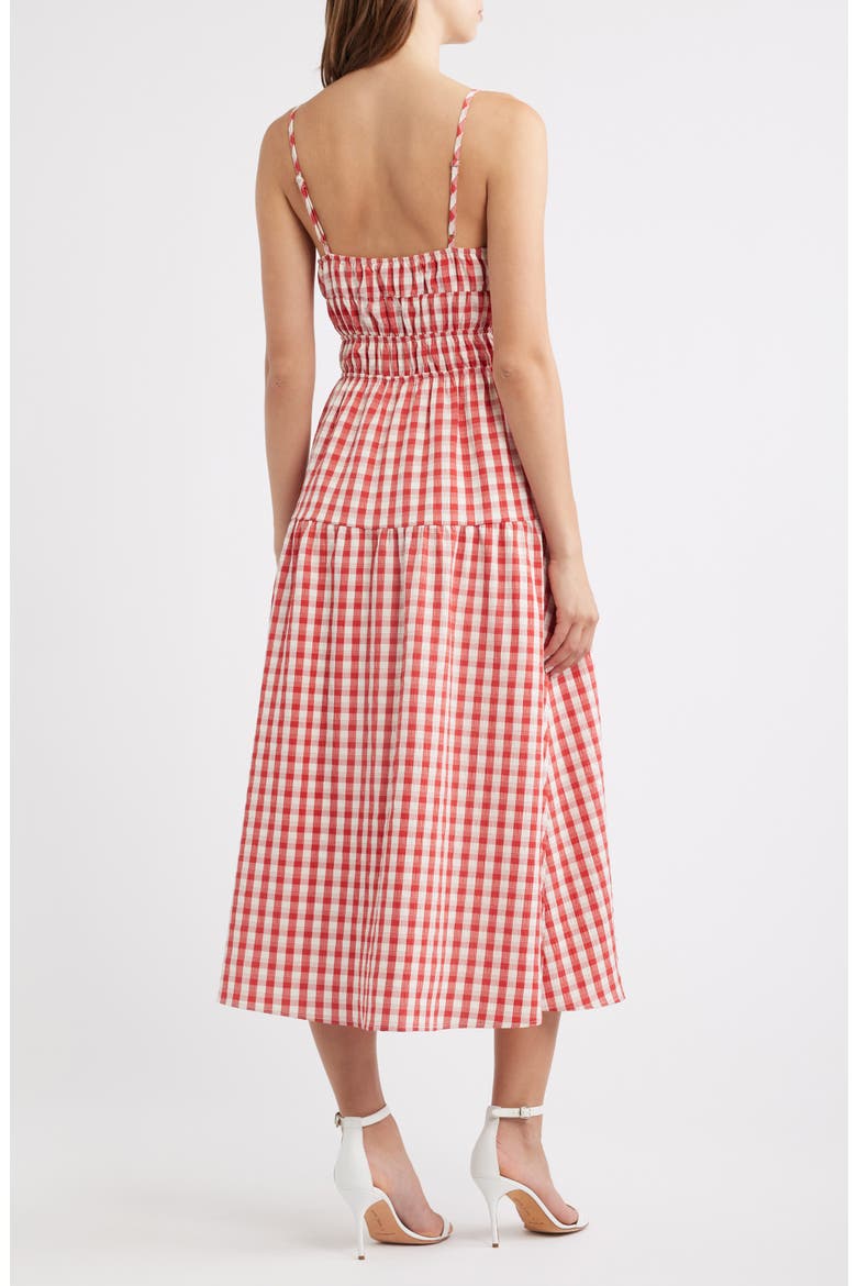 Spencer Smock Gingham Midi Dress, Alternate, color, RED/ WHITE
