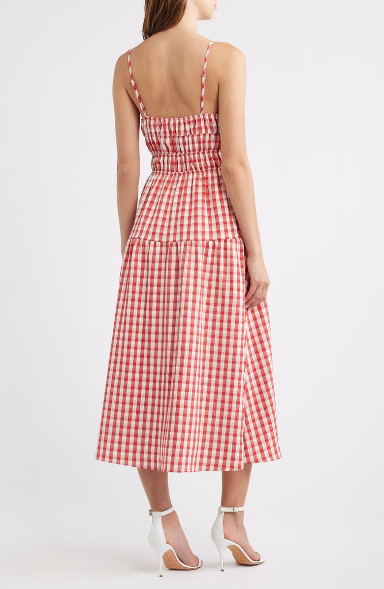 Lulus Spencer Smock Gingham Midi Dress, Alternate, color, Red/ White
