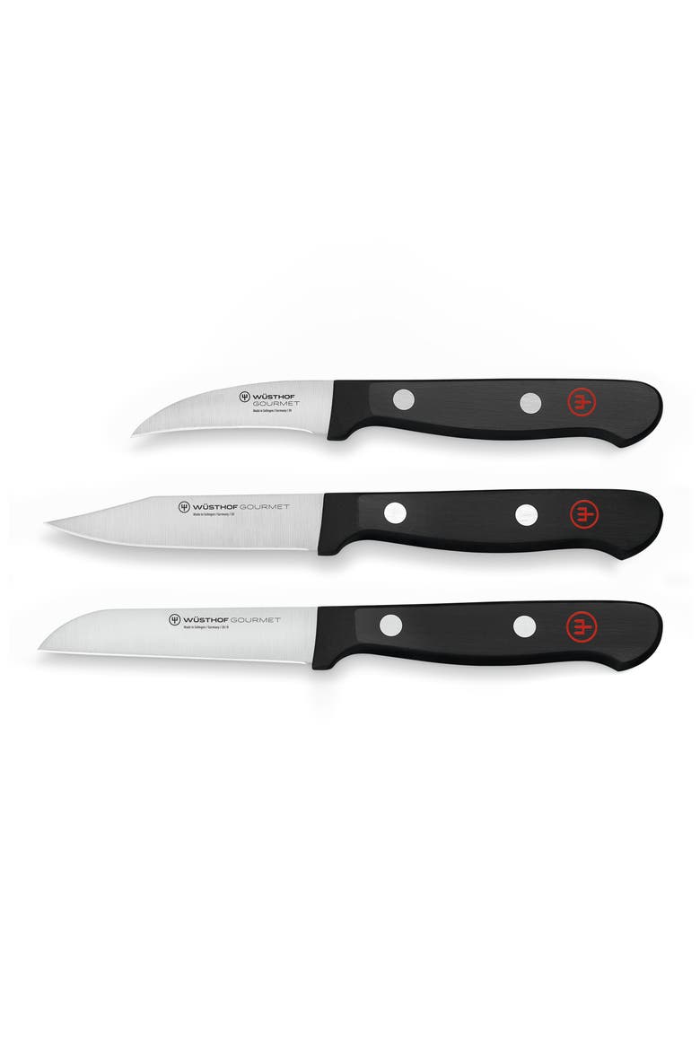 Gourmet 3-Piece Paring Knife Set, Main, color, BLACK
